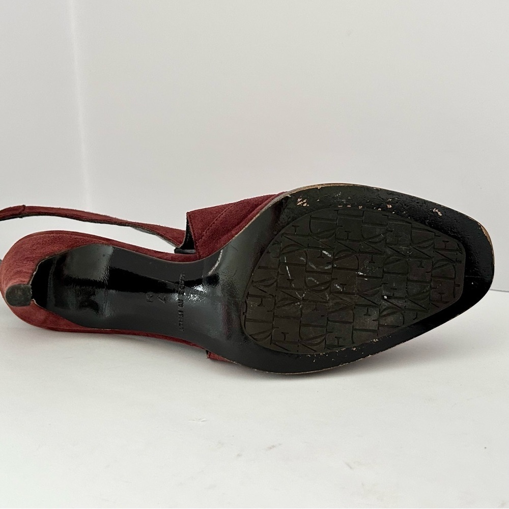 Diane von Furstenberg DVF Suede Heels Slingback Shoe Glamouratti Burgundy Size 7 - Picture 12 of 16